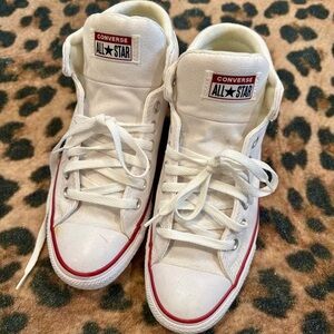 Converse Women’s White High-Top Sneakers with Red Stripe. ALL STAR